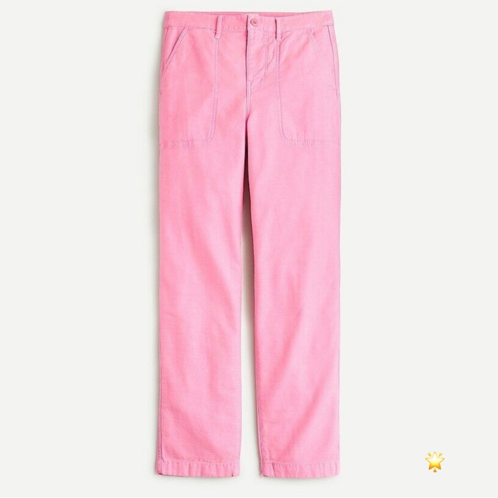SIZE 14 J CREW FOUNDRY WOMENS HIGH RISE GARMENT DYED PANT AZALEA BARBIE PINK